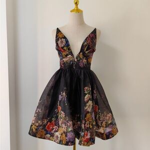 Zimmermann Floral Linen and Silk Minidress, Label sz 0